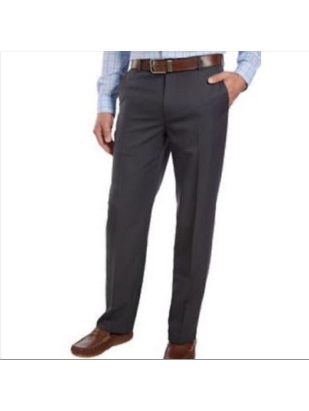 NWT-IZOD Performance 4-Way Stretch Straight Flat Front Non-Iron Gray Dress Pants